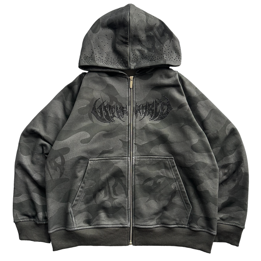 'CAMO' ZIP HOODIE (BLACK)