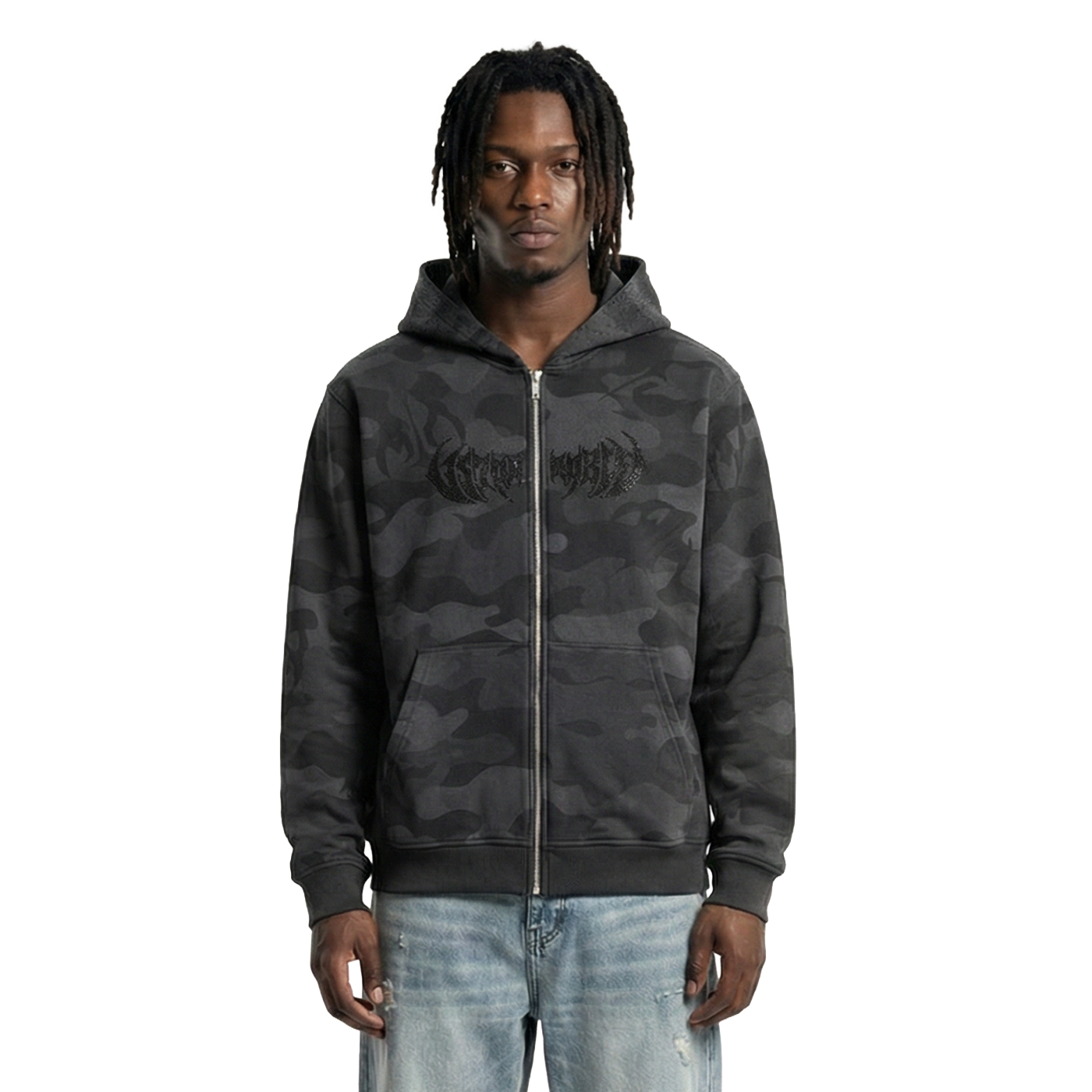 'CAMO' ZIP HOODIE (BLACK)