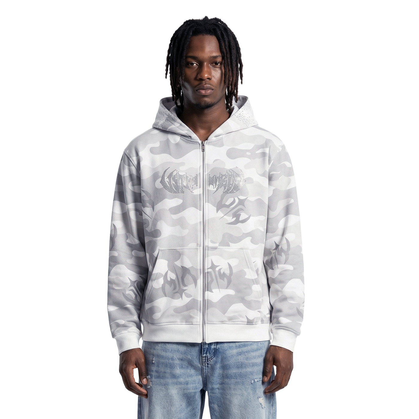 'CAMO' ZIP HOODIE (WHITE)