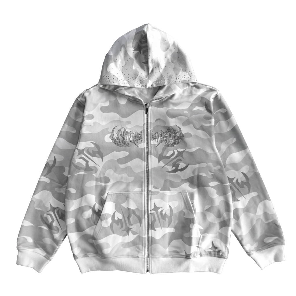 'CAMO' ZIP HOODIE (WHITE)